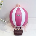 Front view of pink 3D hot air balloon hardshell backpack with a small brown pouch - Pink