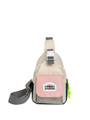 Kids color-block crossbody chest bag with pink pocket and adjustable gray strap - Gray