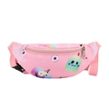 Pink nylon kids waist bag featuring cute Halloween pumpkin and ghost cartoon prints - Pink Pumpkin
