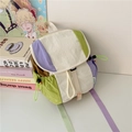 Sac à dos en toile multicolore avec empiècements beige vert violet et poches cordon - Sac Seul / Blanc Cassé