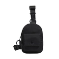 Kids black crossbody chest bag with front snap pocket and adjustable nylon strap - Black