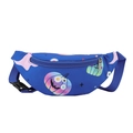Kids navy blue nylon waist bag with colorful rainbow pumpkin and moon prints - Blue Pumpkin