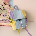 Sac à dos patchwork coloré avec cordon de serrage et rabat à boucle pour étudiantes - Sac Seul / Bleu