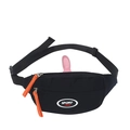 Schwarze Brusttasche für Kinder mit Sport-Logo, orangefarbenem Reißverschluss und Gurt - Schwarz