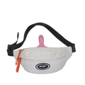 Kids cream canvas crossbody sport bag with black strap and orange zipper pulls - Off White