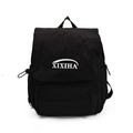 Black nylon children's backpack with white XIXIHA logo and adjustable side buckles - Black