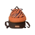 Tiger pattern cartoon backpack for kids with orange flap and brown mesh details - Brown