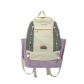 Zaino scolastico alla moda in nylon impermeabile con coulisse per bambini e studenti - Bianco Viola Grande