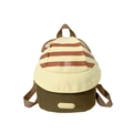 Cute mushroom-themed toddler backpack with yellow stripes and olive green mesh material - Khaki