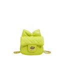 Mini lime green quilted crossbody bag for girls featuring a cute bow and gold chain strap - Green
