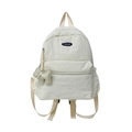 Beige kinderrugzak met puppy-bedeltje en blauw logo, casual outdoor schooltas - Broken Wit