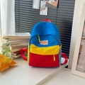 Sac à dos enfant bicolore bleu rouge et jaune en toile avec texte Be Yourself - Bleu