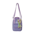 Kids lavender nylon crossbody bag with puzzle piece charm and adjustable strap - Purple