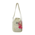 Minimalist beige crossbody bag for kids featuring a puzzle keychain with cute slogan - Beige