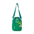 Mini emerald green nylon crossbody bag for kids with adjustable strap and contrast zippers - Green
