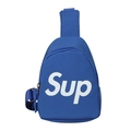 Kids royal blue sporty crossbody chest bag featuring bold white Sup lettering print - Blue