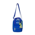 Blue nylon mini crossbody bag for kids with colorful puzzle piece charm detail - Blue