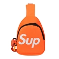 Kids bright orange nylon crossbody chest bag with white Sup letter print and zip closure - Orange