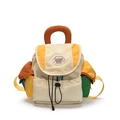 Cream school backpack with orange and green contrast panels for kids and students - Small / Colorful