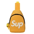 Kids streetwear crossbody bag in bright yellow canvas featuring a bold white Sup print - Yellow