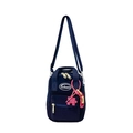 Navy blue mini nylon crossbody bag for kids with adjustable strap and decorative charm - Navy Blue