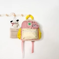 Kinderrucksack in Rosa-Gelb mit niedlichem Hasen-Anhänger für Kindergartenkinder - Mittel / Rosa