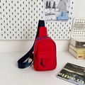Borsello a tracolla per bambini in tela rosso con tracolla blu regolabile - Piccolo / Rosso