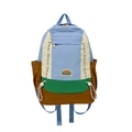 Zaino per bambini in colori a contrasto blu, beige e verde in tessuto nylon leggero - Blu Grande