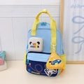 Mochila infantil de avión azul y amarillo con estuche de panda y colgante - Azul Cielo