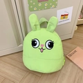 Bright green canvas toddler backpack with cute rabbit ears and cartoon face design - Green