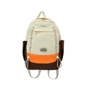 Zaino per bambini in beige e marrone scuro con dettagli in contrasto arancione vivo - Bianco Arancione Grande