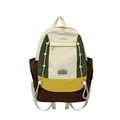 Sac à dos enfant color-block en nylon froissé beige, vert olive et jaune vif - Blanc Jaune Grand