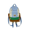 Sac à dos enfant en nylon bicolore bleu et vert avec détails de cordon blanc - Bleu Petit