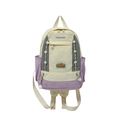 Sac à dos enfant tricolore beige, violet et gris en nylon froissé avec bretelles - Blanc Violet Petit