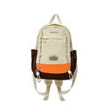 Sac à dos enfant color-block beige, marron et orange avec écusson de marque TOCHASO - Blanc Orange Petit