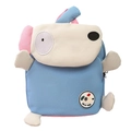 Schattige hondenrugzak voor kinderen in blauwe en witte stof met roze oordetail - Blauw
