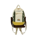 Sac à dos enfant bicolore beige, vert et jaune avec poches à cordon réglables - Blanc Jaune Petit