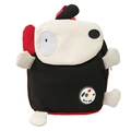 Cute black and white puppy kids backpack with red ears and Hello Nana logo badge - Black