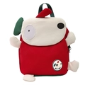 Cartoon puppy kids backpack in red white and green canvas for toddlers age 3 to 9 - Red