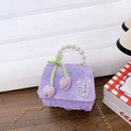 Lavender purple lace flower girl handbag with pearl handle and tulip charm details - Purple Tulip