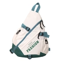 Bolso de pecho triangular para mujer en lona de colores contrastantes blanco y verde - Verde