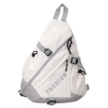Bolso bandolera bicolor blanco y gris con correa ajustable y letras de moda - Gris