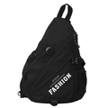 Bolso de pecho deportivo negro con texto de moda y múltiples bolsillos con cremallera - Negro
