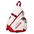 Bolso bandolera de lona en blanco y rojo con estampado de letras fashion grandes - Rojo