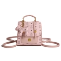 Zaino trapuntato rosa con ciondolo a forma di cucciolo e finiture in metallo dorato - Rosa Chiaro Con Ciondolo