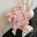 Sac à dos rose style collège britannique avec imprimé chat mignon et poignées dorées - Rose Clair Sac Seul
