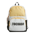 Kids backpack in grey and yellow color-block design with cute bear charm and large capacity - Large / Gray