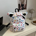 Mochila blanca linda con huellas de colores y orejas de animales en 3D para niños - Huellas de Colores