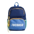 Kids backpack in navy and light blue contrast with yellow accents and cartoon charm - Large / Navy Blue
