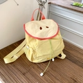 Plaid nylon backpack in apple design with red embroidery for stylish casual travel use - Yellow Apple
